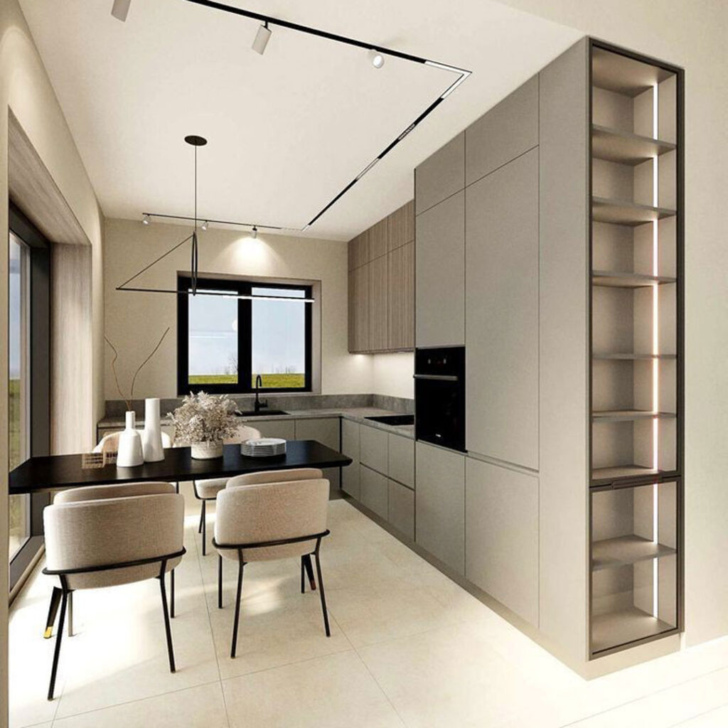 طراحی کابینت خاص برای آشپزخانه شکل L