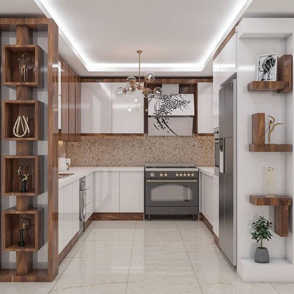 طراحی کابینت زیبا برای آشپزخانه شکل L