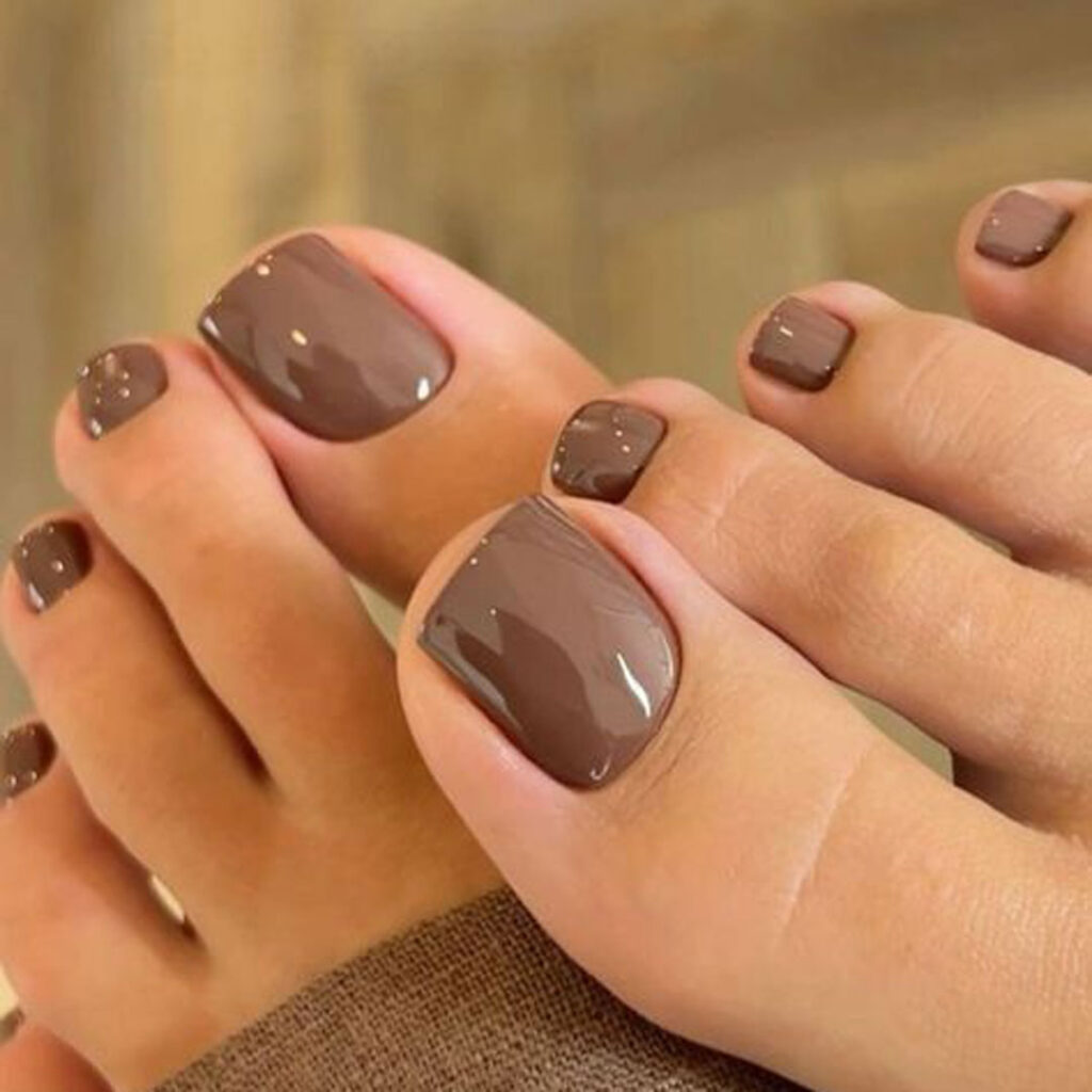 رنگ لاک ژل ناخن پا قهوه ای