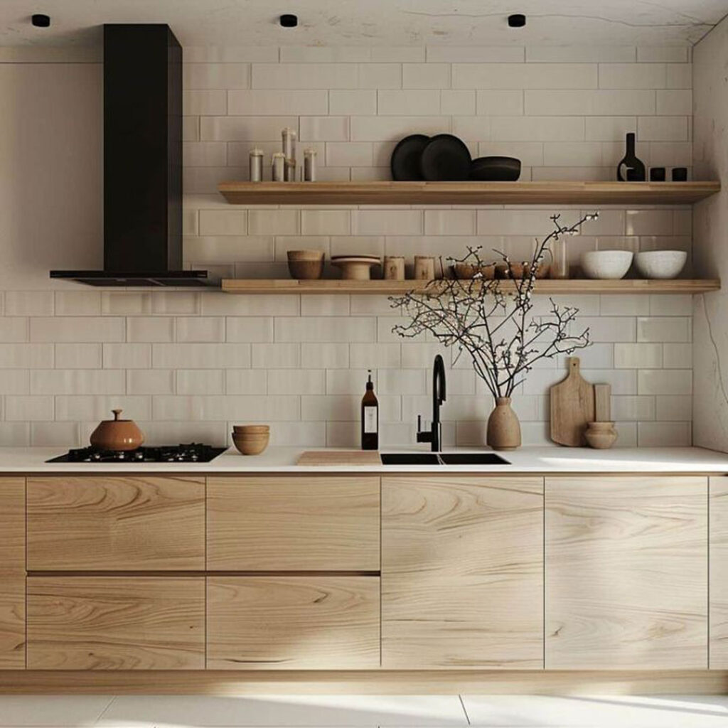 طراحی کابینت آشپزخانه کوچک به سبک ژاپنی شیک