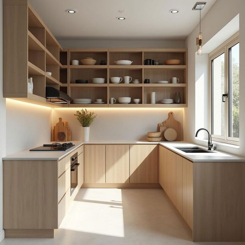 طراحی کابینت آشپزخانه کوچک به سبک ژاپنی فانتزی
