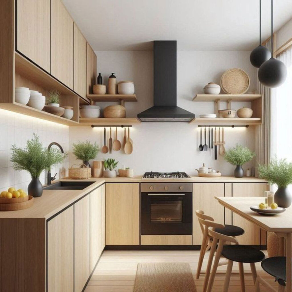 زیباترین طراحی کابینت آشپزخانه کوچک به سبک ژاپنی