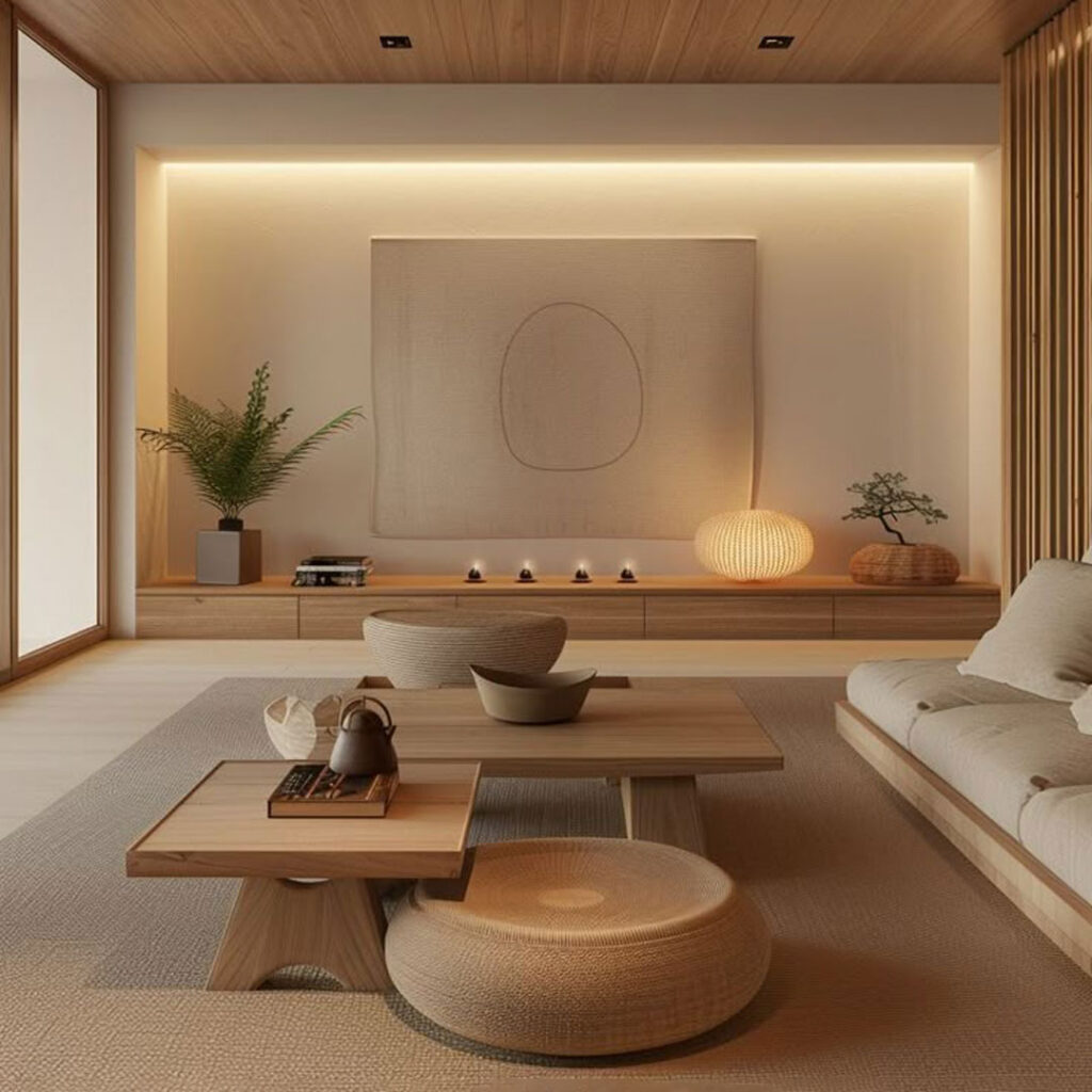 دکوراسیون نشیمن به سبک ژاپنی زیبا و خاص