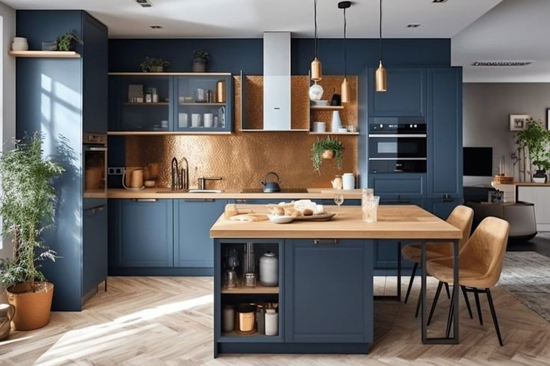 خاص ترین مدل های طراحی کابینت آشپزخانه با تم آبی زیبا