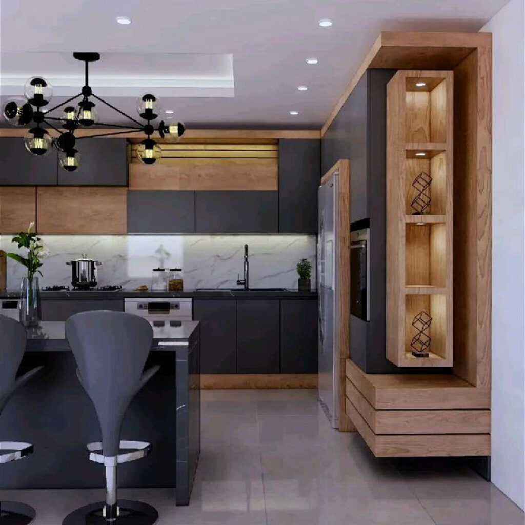 طرح دکوراتیو کابینت آشپزخانه دو رنگ طراحی کابینت دو رنگ