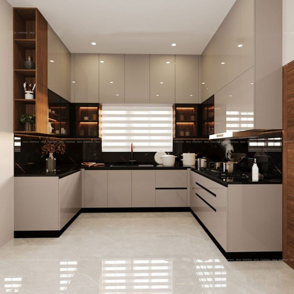 کابینت آشپزخانه مدرن با دو رنگ ترکیبی طراحی کابینت دو رنگ