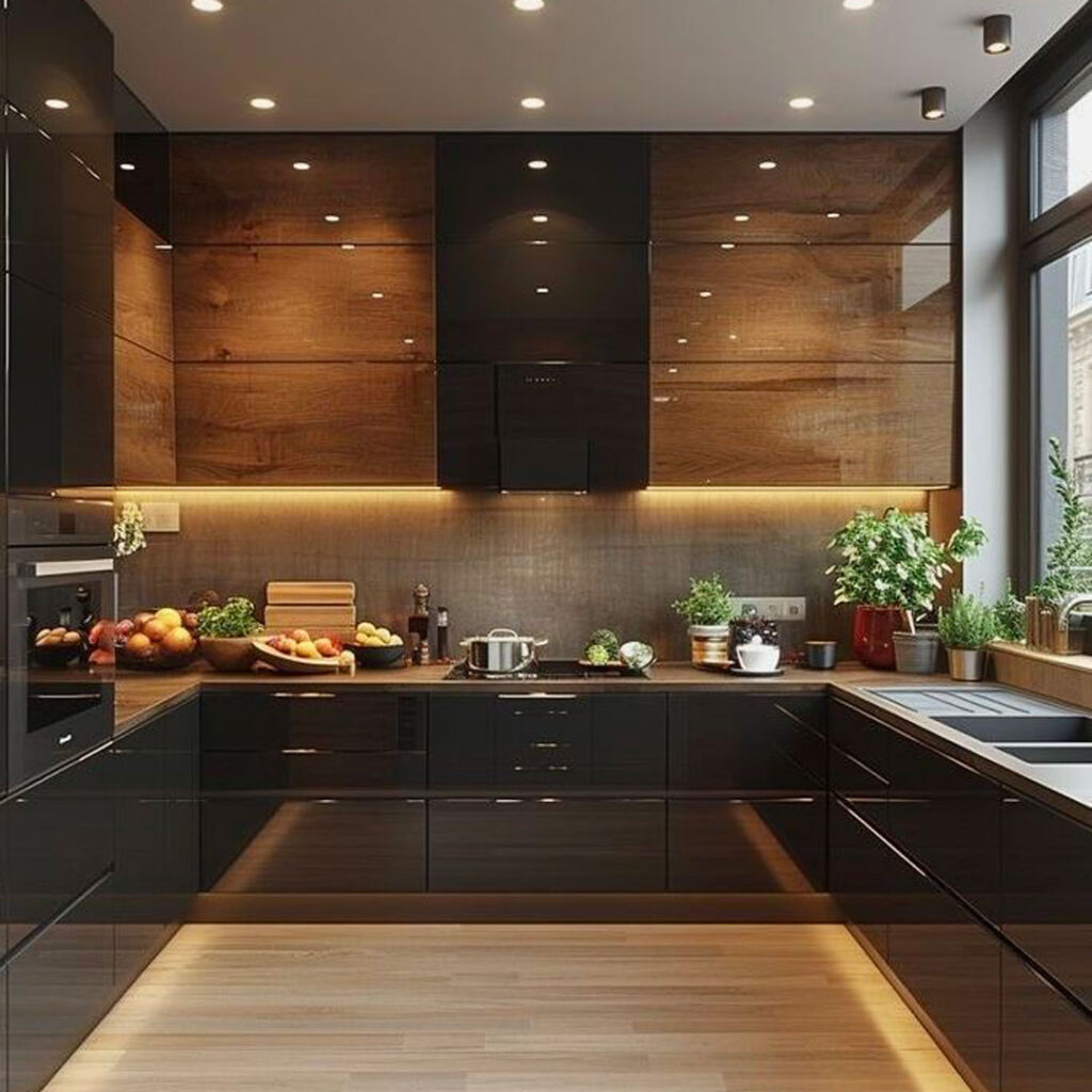 کابینت آشپزخانه دو رنگ در ترکیب شیک و جذاب طراحی کابینت دو رنگ