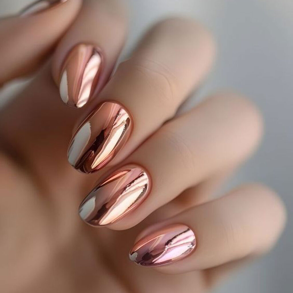 زیباترین دیزاین ناخن با رنگ رزگلد