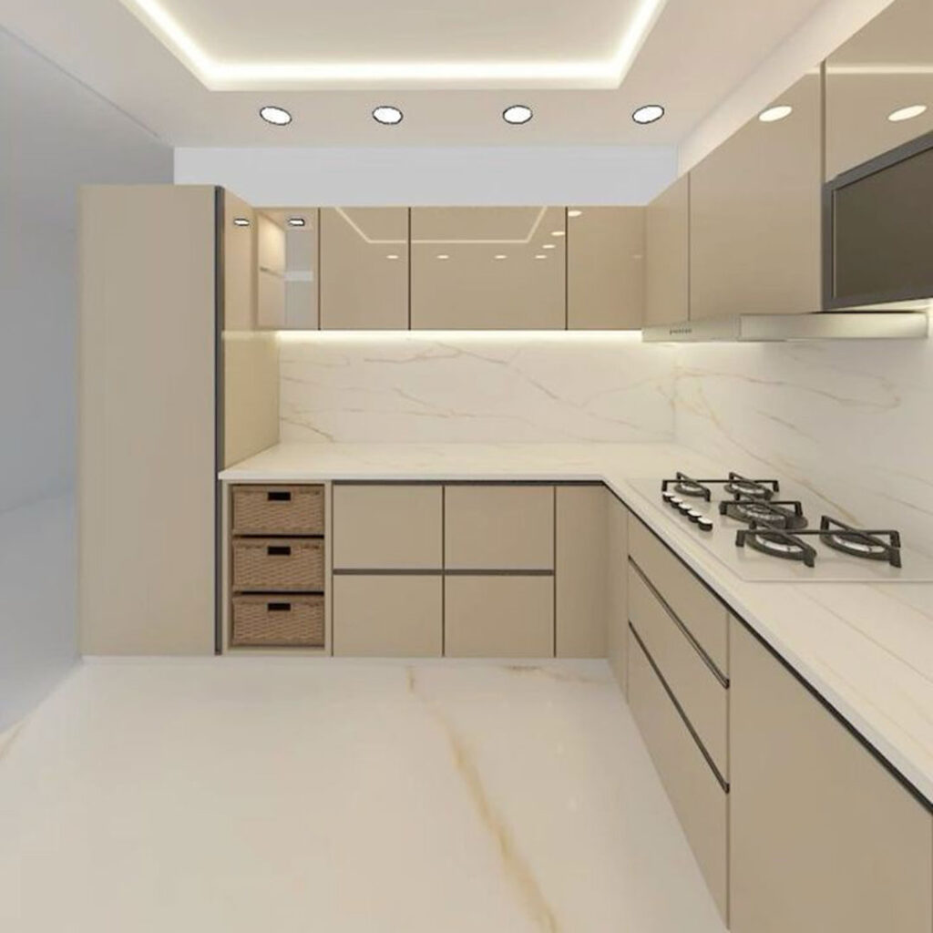 زیباترین طراحی کابینت برای آشپزخانه شکل L 
