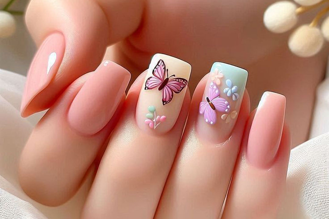 جذاب ترین مدل های دیزاین ناخن با طرح پروانه کیوت و زیبا