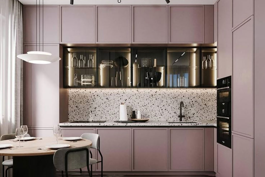 کیوت ترین مدل های کابینت آشپزخانه صورتی جذاب