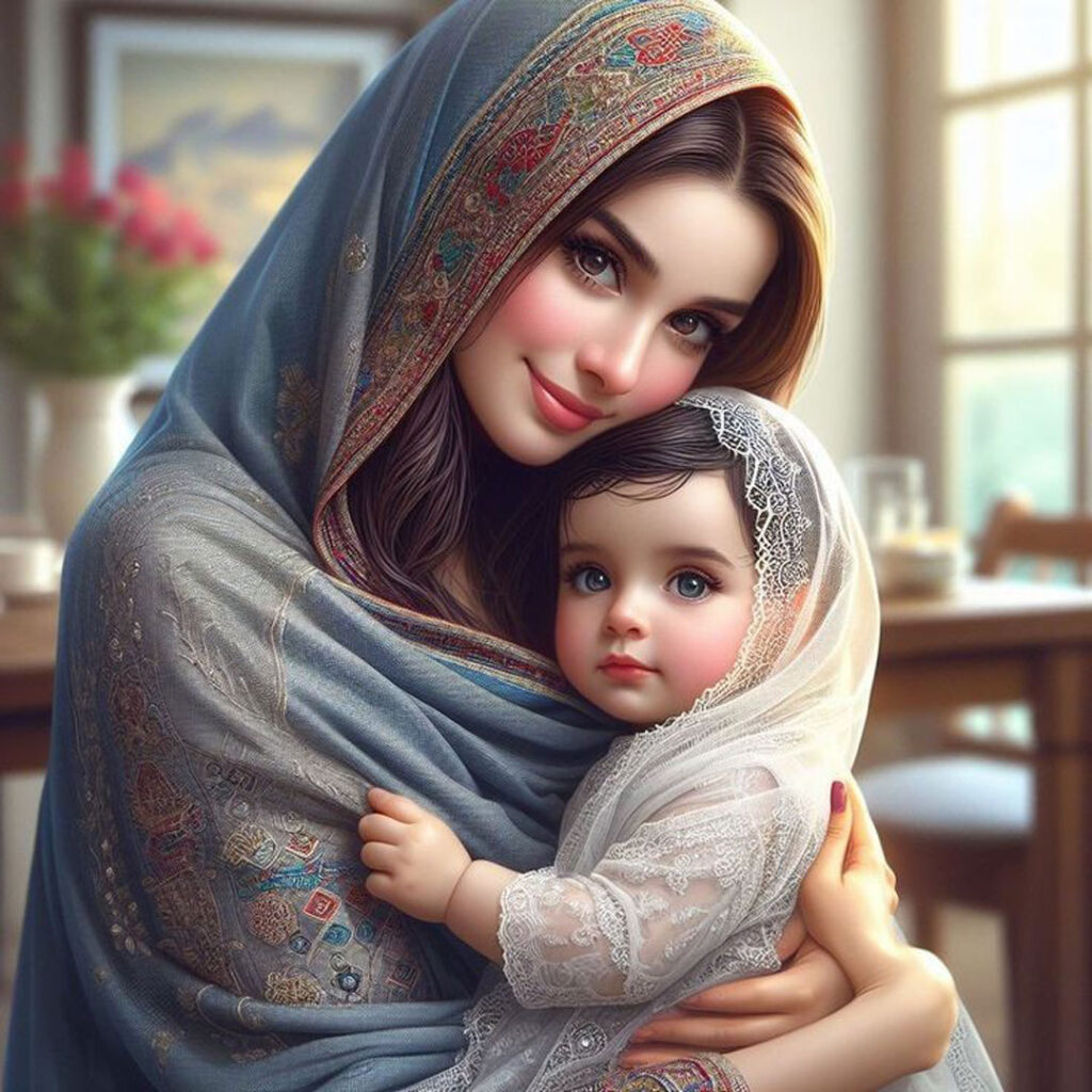عکس پروفایل کارتونی مادر و دختری با استایل شیک و هماهنگ