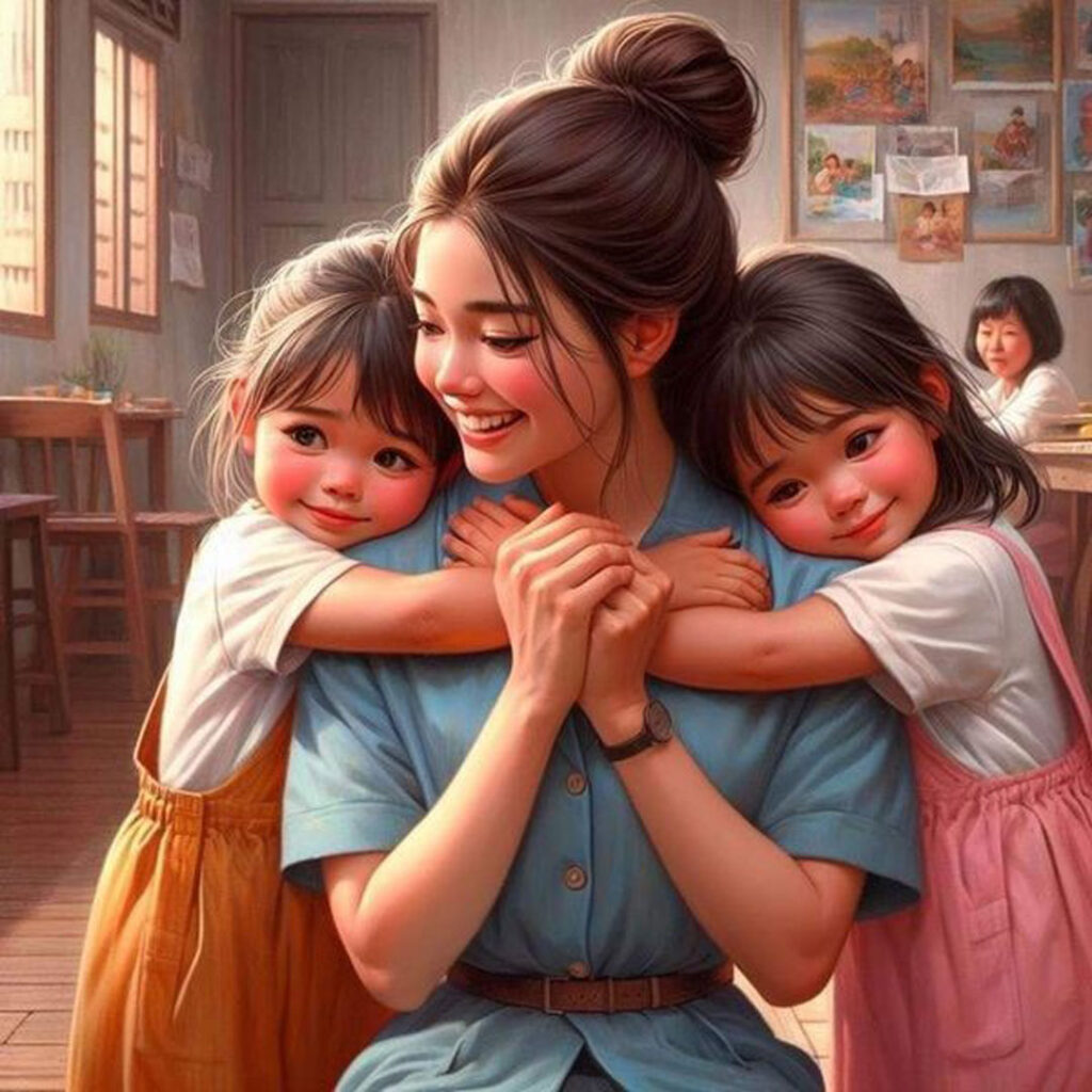 عکس پروفایل کارتونی زیبای مادر و دختر با طراحی ملایم و فانتزی عکس پروفایل کارتونی مادر و دختری