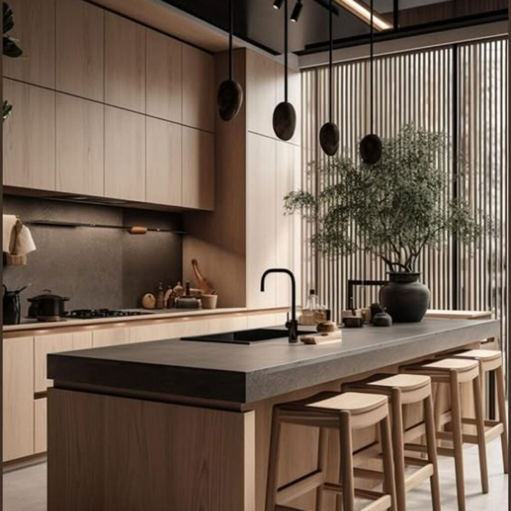 طراحی کابینت آشپزخانه به سبک ژاپنی زیبا