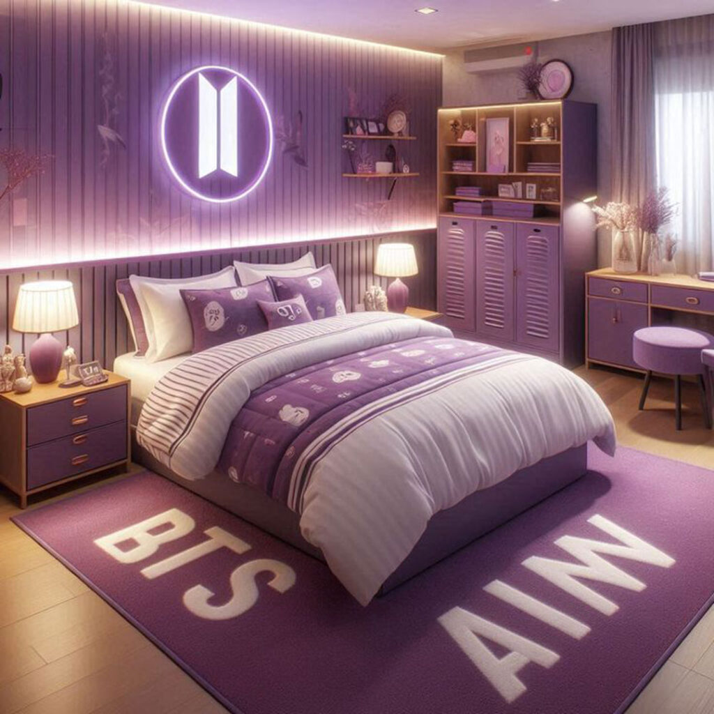 دکوراسیون اتاق خواب زیبا با الهام از BTS 
