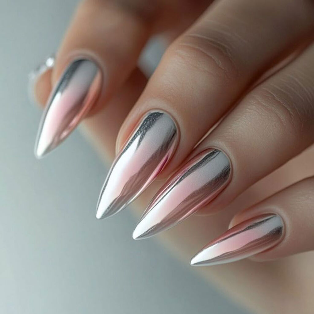 طراحی ناخن کروم آمبره مدرن
