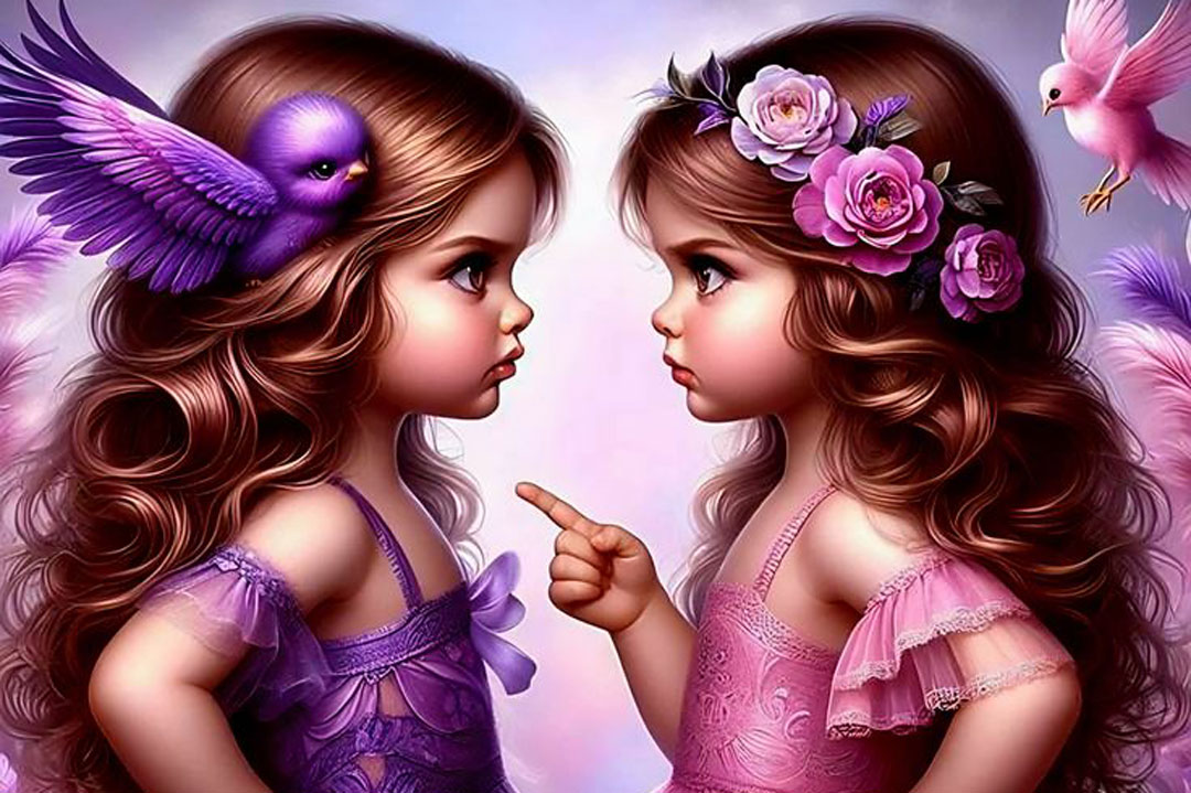 جذاب ترین مدل های عکس کارتونی دو خواهر کیوت و زیبا