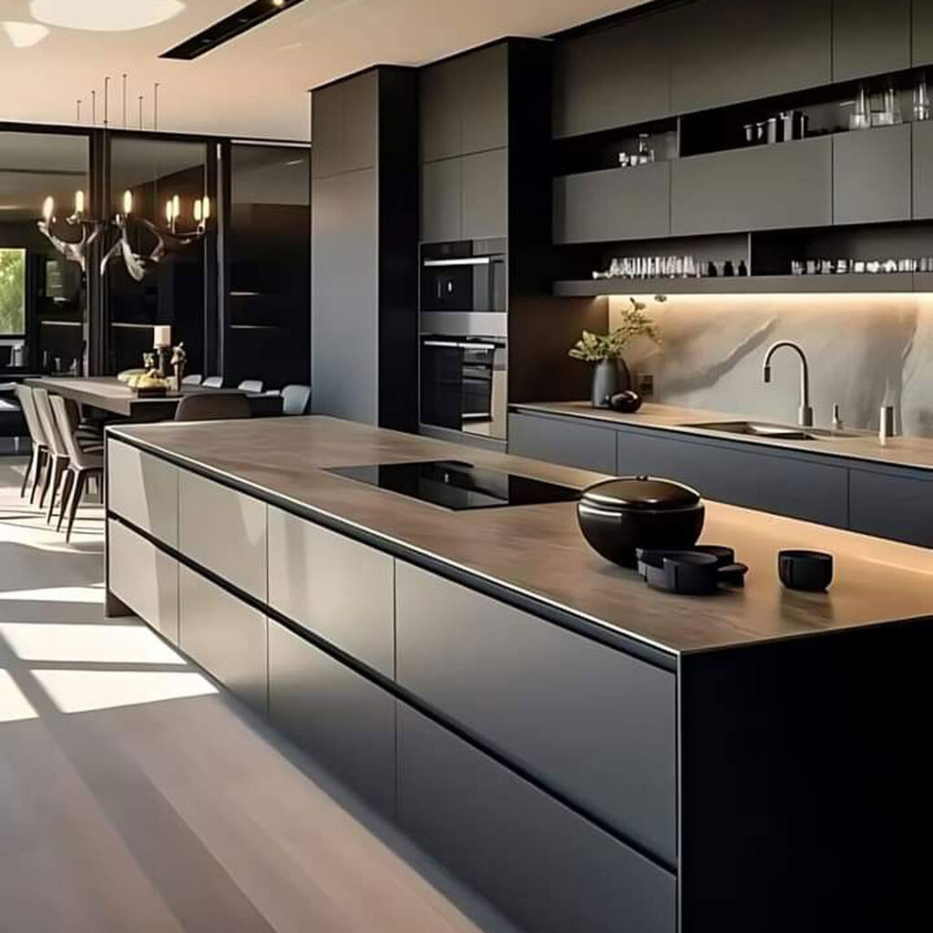 طراحی کابینت آشپزخانه مشکی