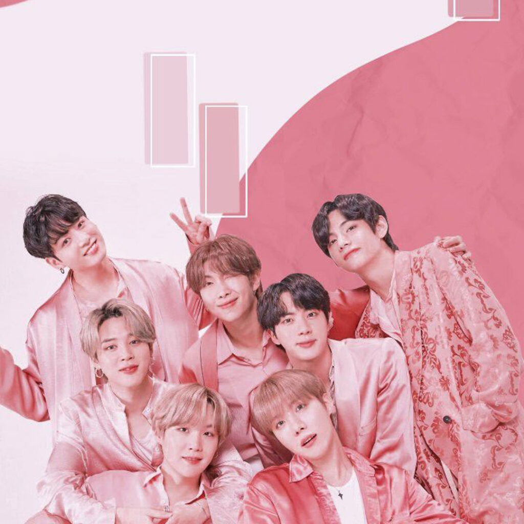 عکس بک‌ گراند BTS صورتی