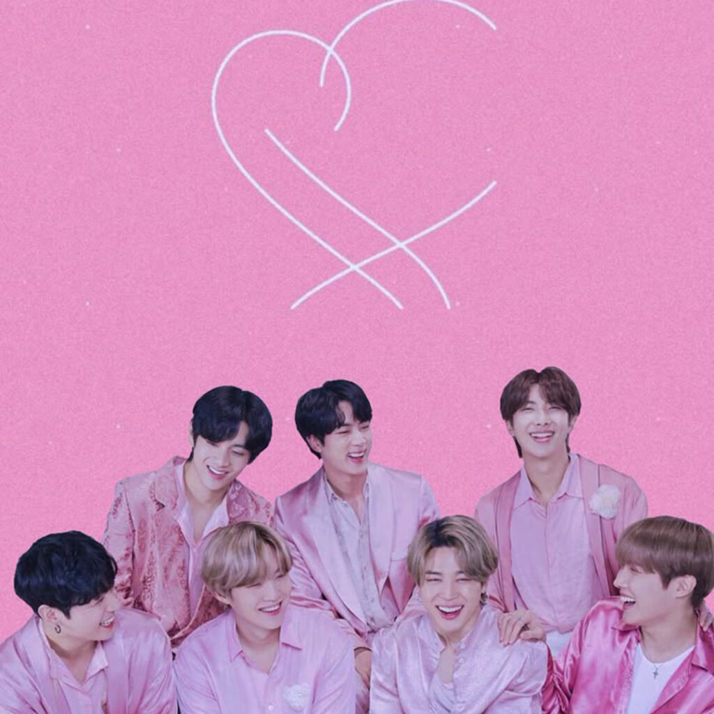عکس بک‌ گراند BTS با تم صورتی