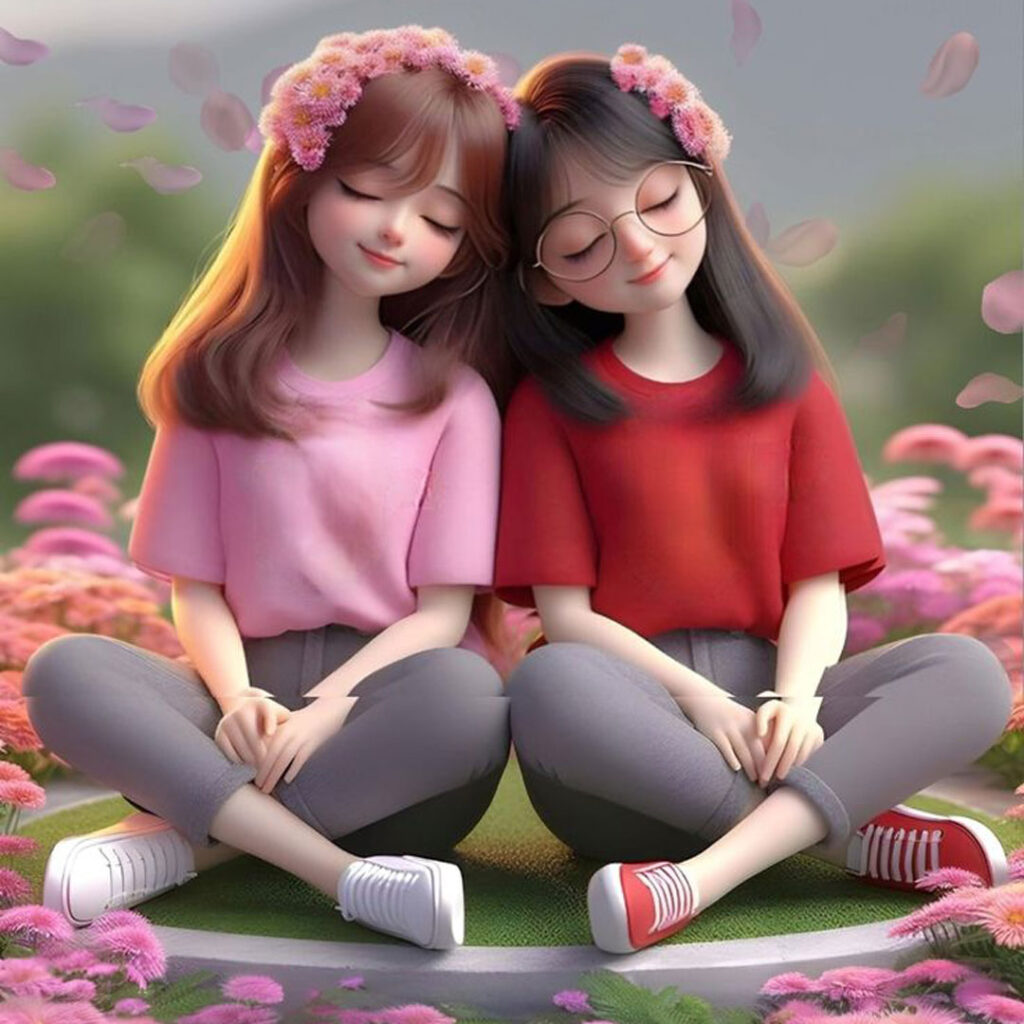 عکس کارتونی پروفایل با تم دو خواهر کیوت