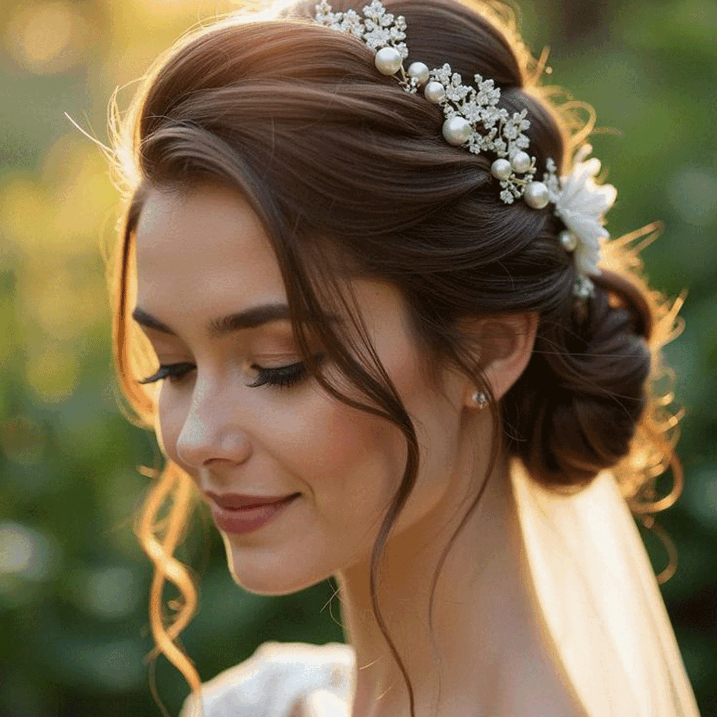 آرایش جلوی موی عروس یک طرفه