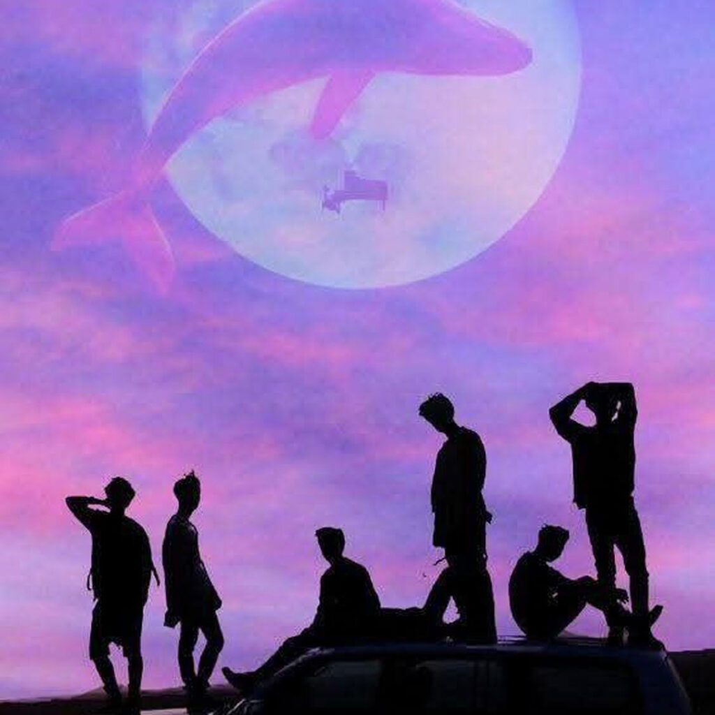 عکس والپیپر BTS با تم بنفش کیوت