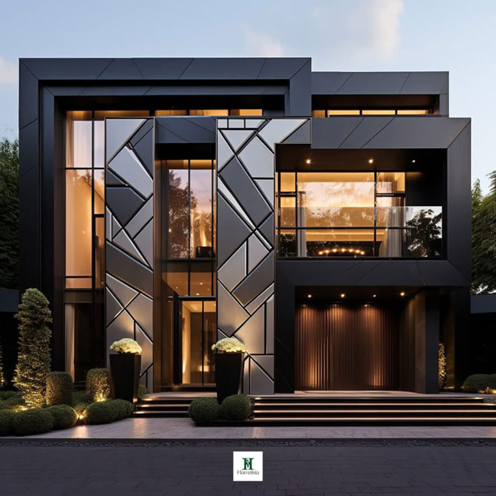 طراحی نمای خانه ویلایی با رنگ سیاه لوکس