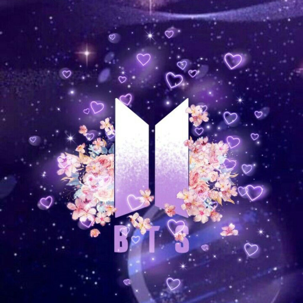 لوگو BTS با طرح گل برای پس‌ زمینه و پروفایل 
