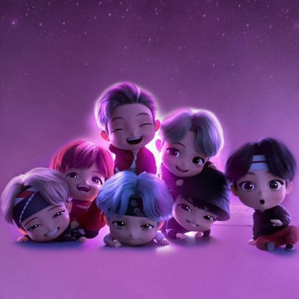 عکس انیمیشنی BTS با تم بنفش