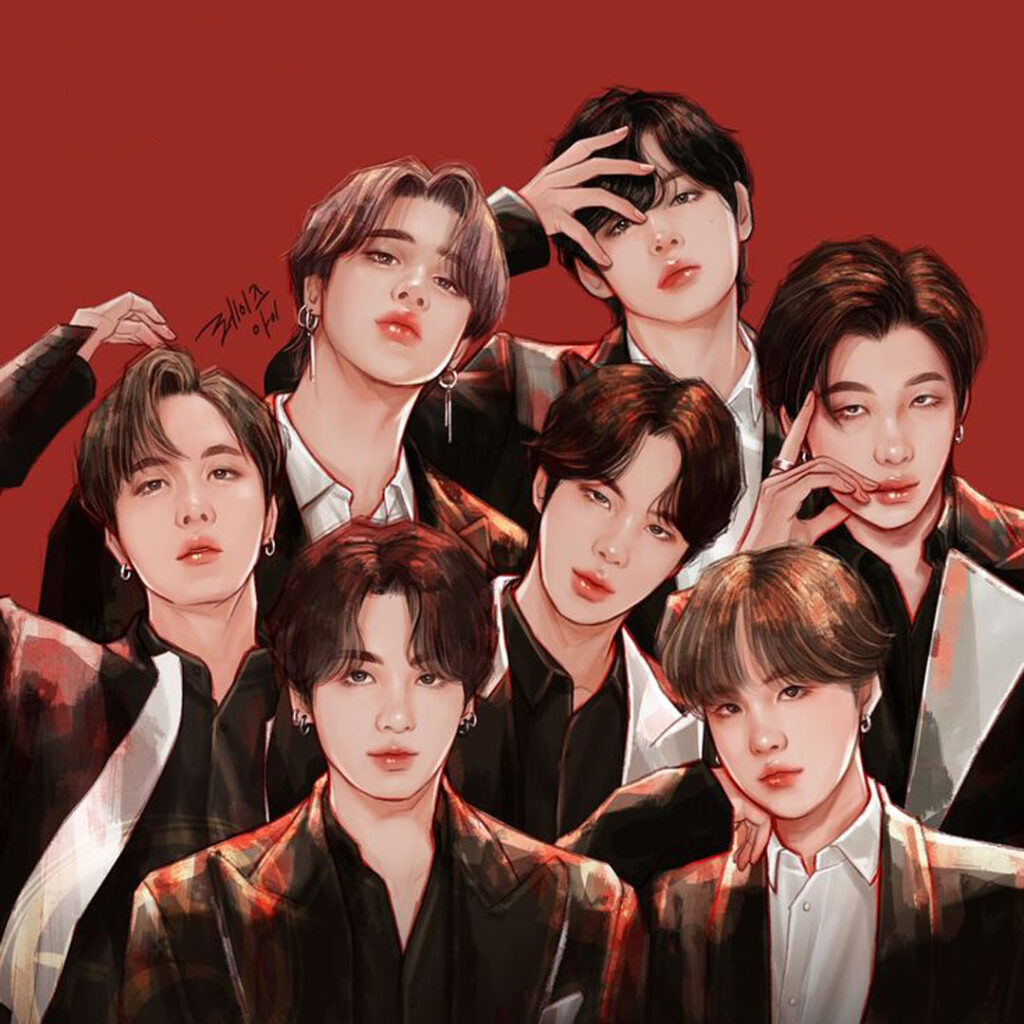 عکس‌ کارتونی گروهی BTS
