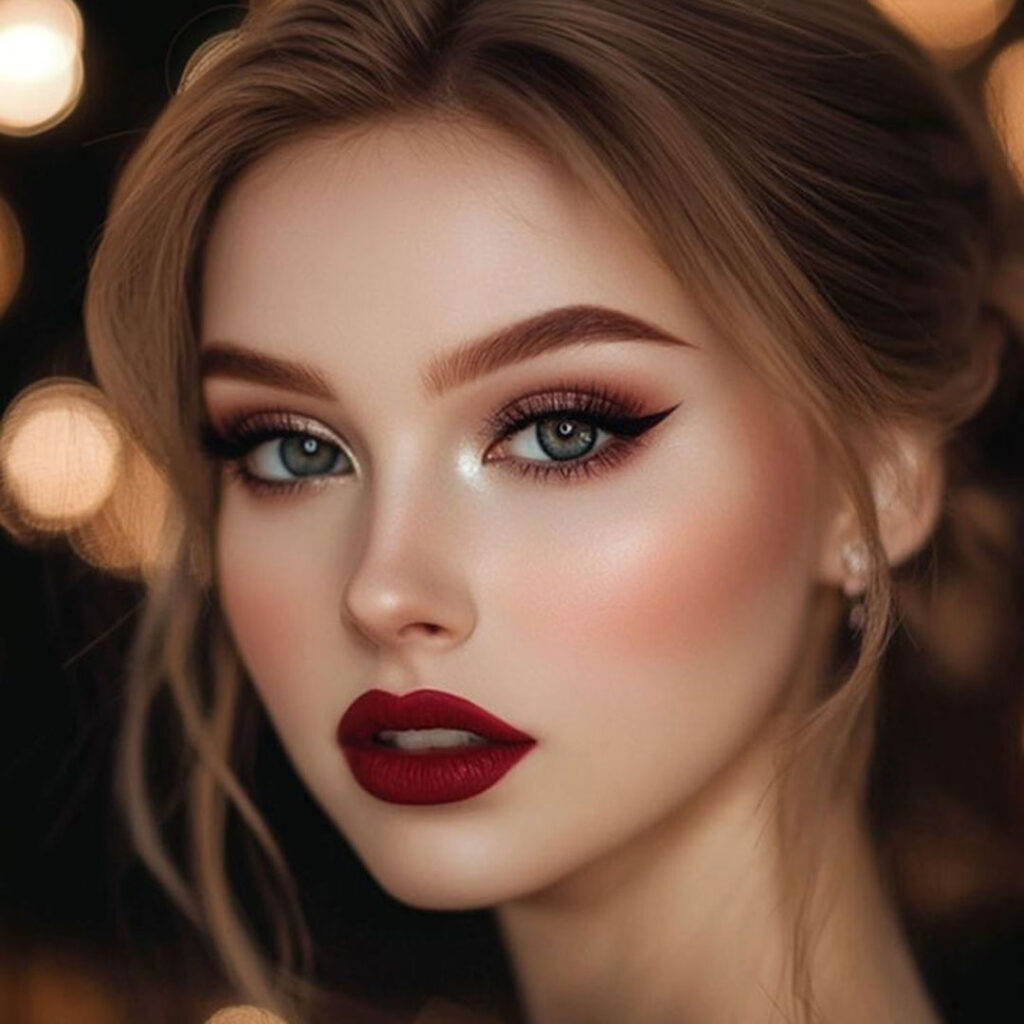 میکاپ خاص با رژ قرمز