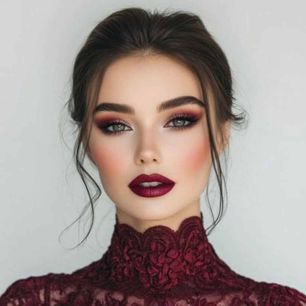 میکاپ جذاب با رژ قرمز
