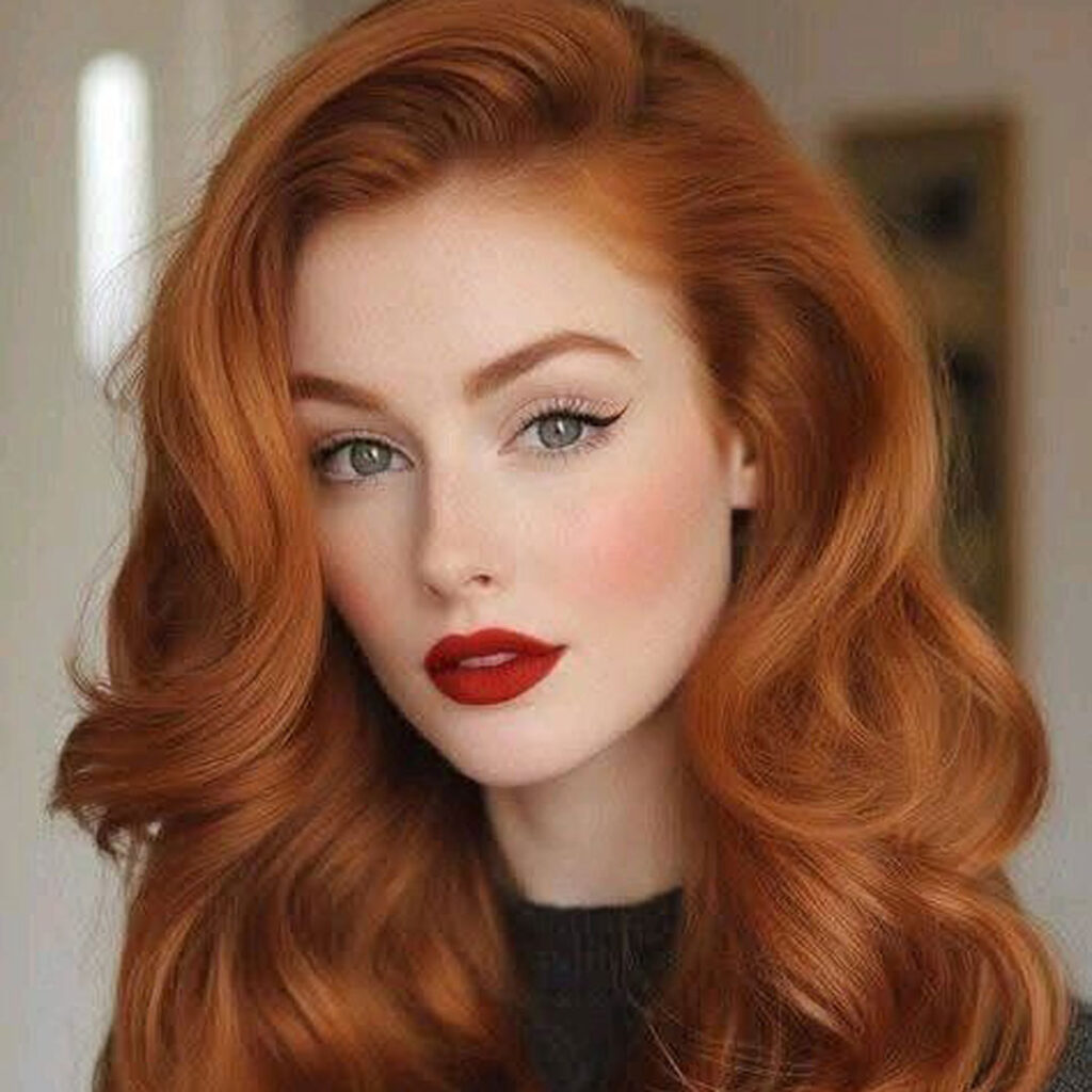 میکاپ با رژ قرمز مینیمال