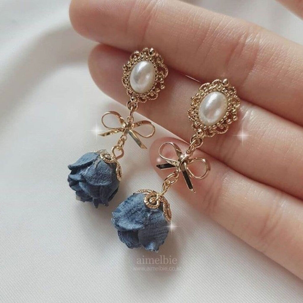 گوشواره مرواریدی دخترانه طرح گل