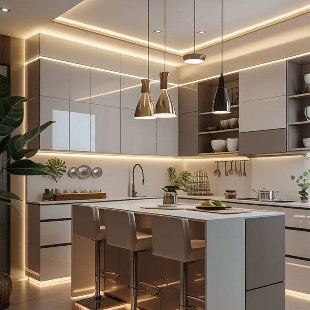 آشپزخانه‌ ترند با ترکیب رنگ و کابینت‌ ترند