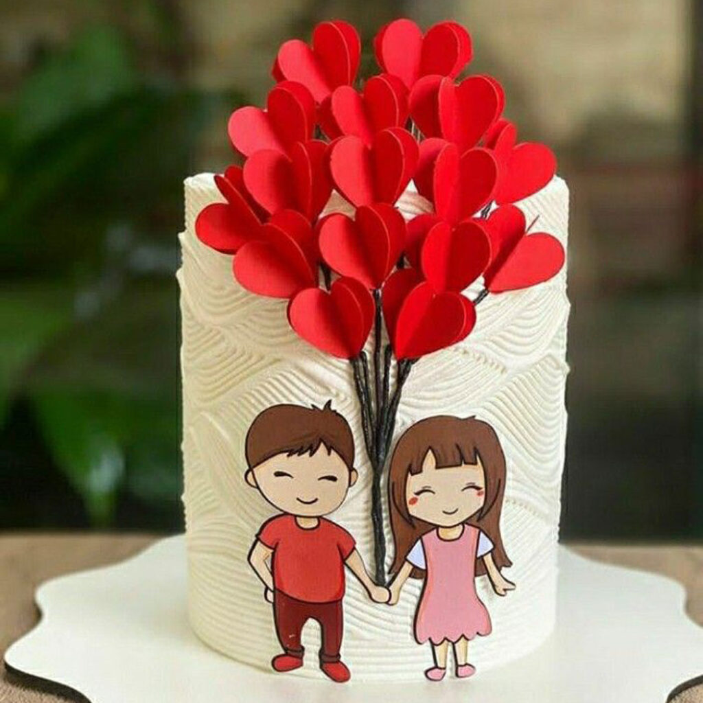 کیک کیوت عاشقانه برای تولد