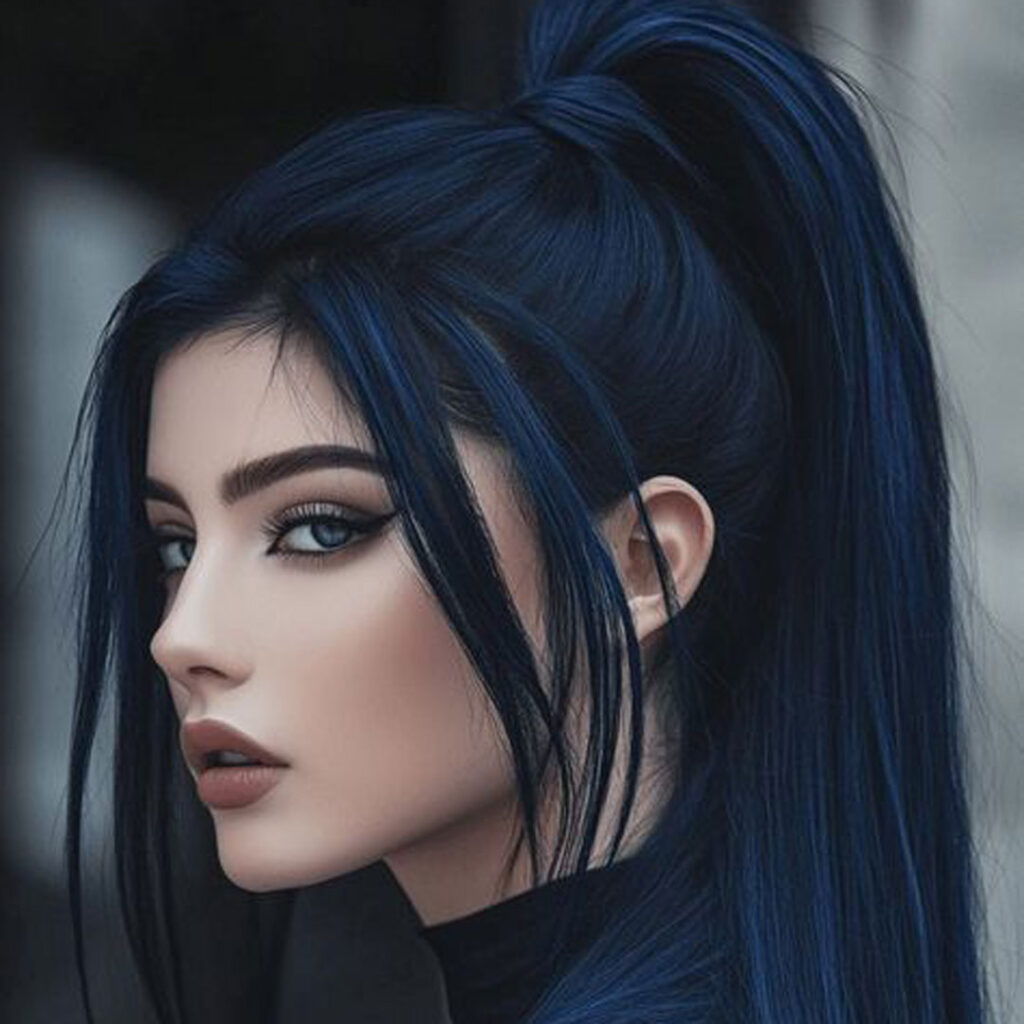 رنگ موی آبی تیره زیبا