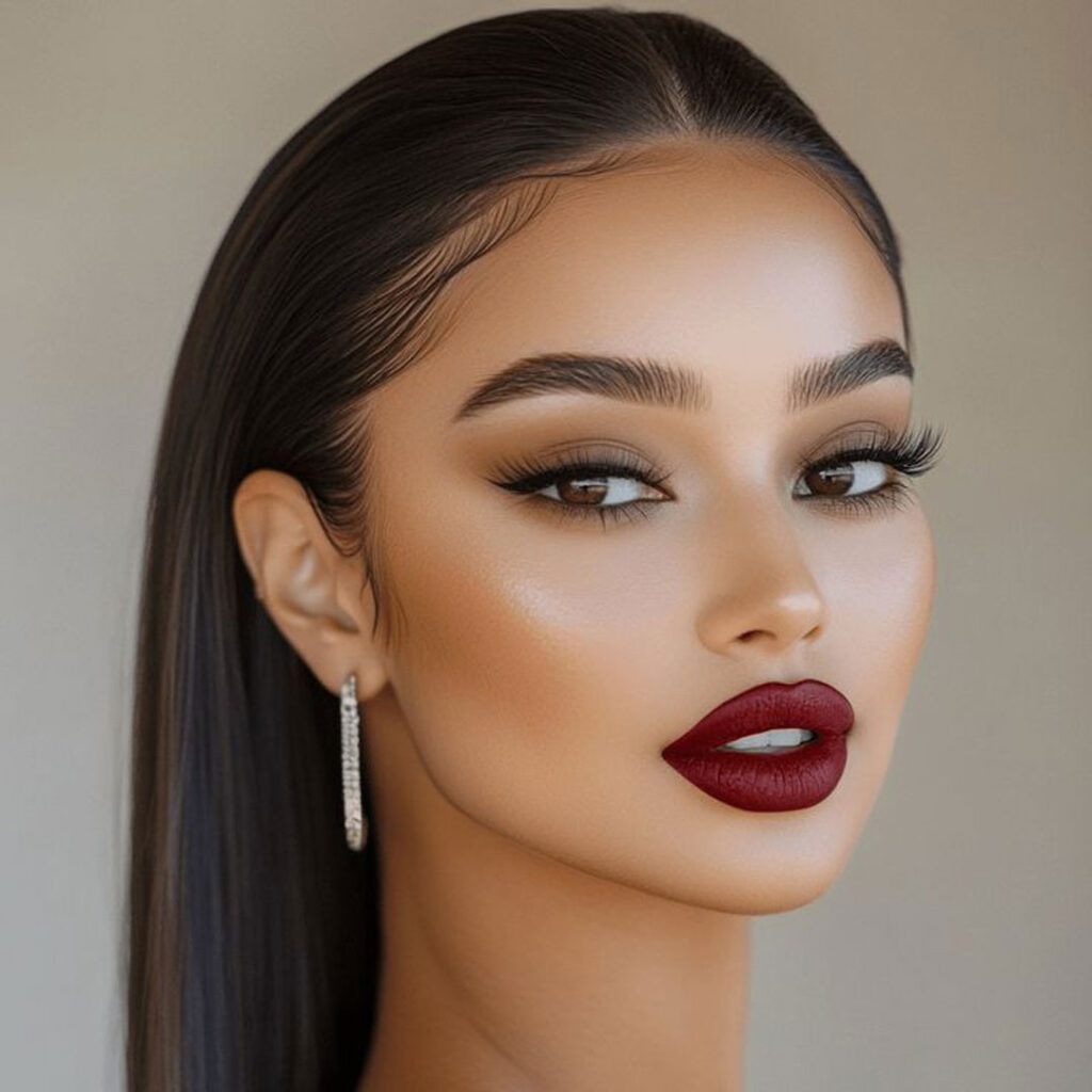 آرایش صورت خاص با رژ قرمز 