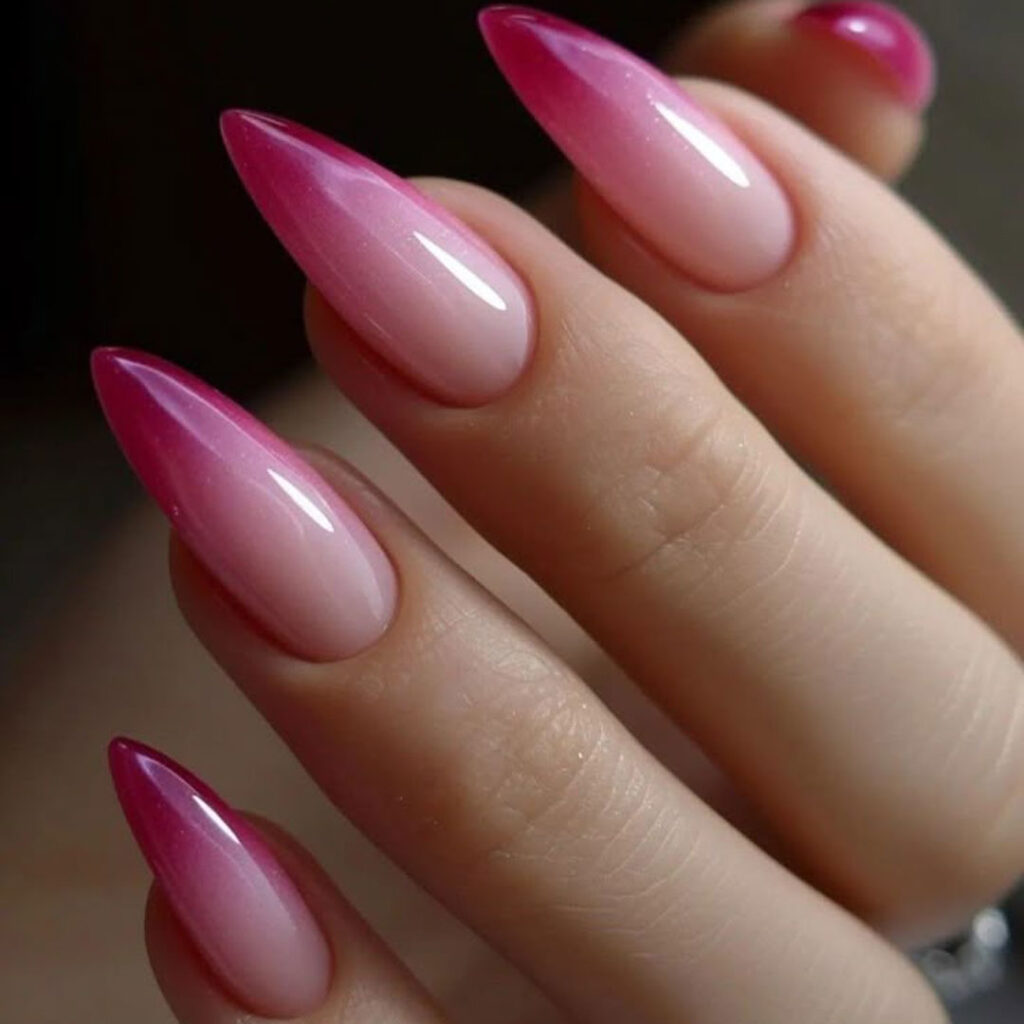 طراحی ناخن آمبره کروم صورتی