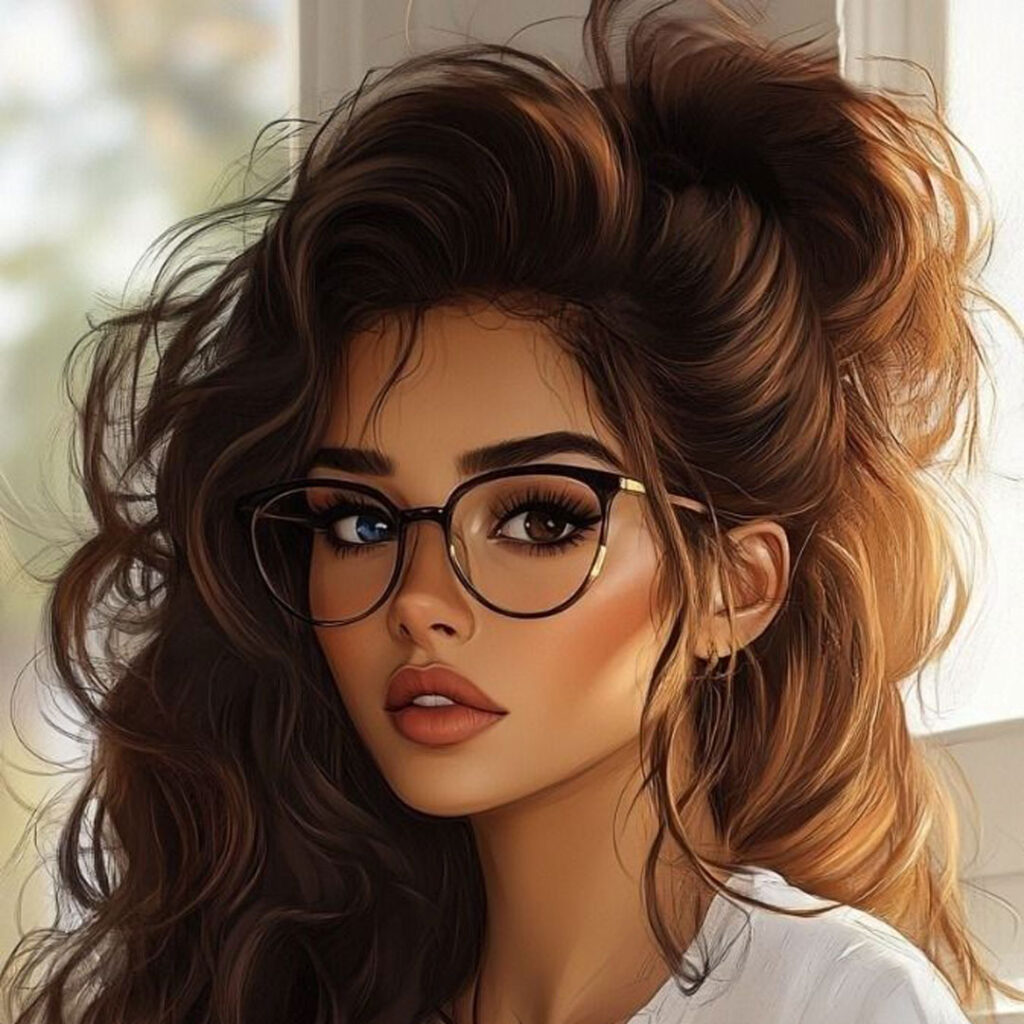 عکس پروفایل کارتونی دختر عینکی فانتزی