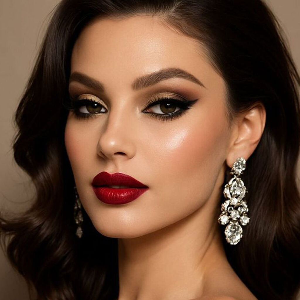 میکاپ‌ با رژ قرمز شیک