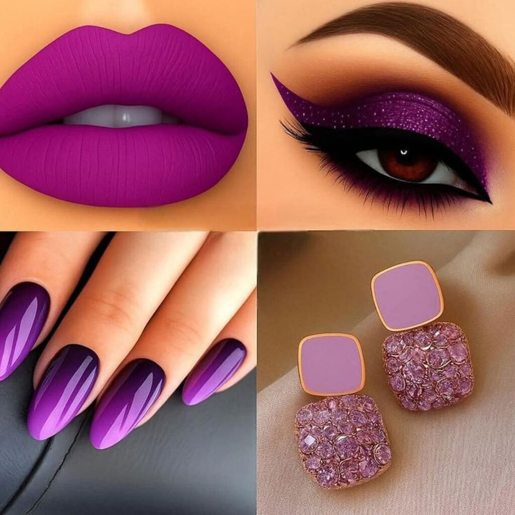 رژ لب بنفش با سایه چشم؛ هماهنگی رنگ رژ لب و سایه چشم