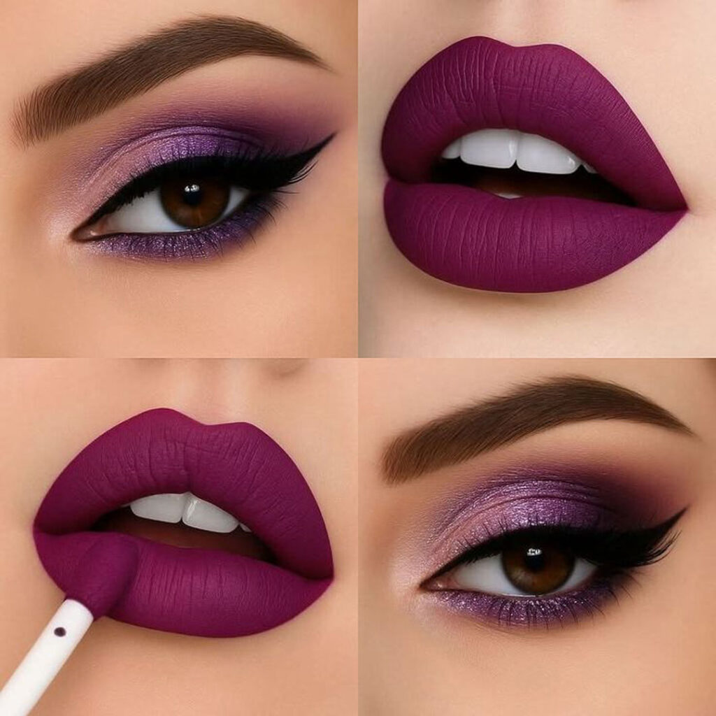 هماهنگی رنگ رژ لب و سایه چشم زیبا