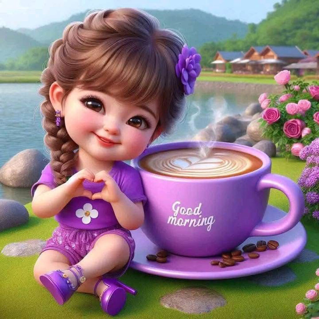 عکس استوری کارتونی دخترانه با تم Good Morning کیوت