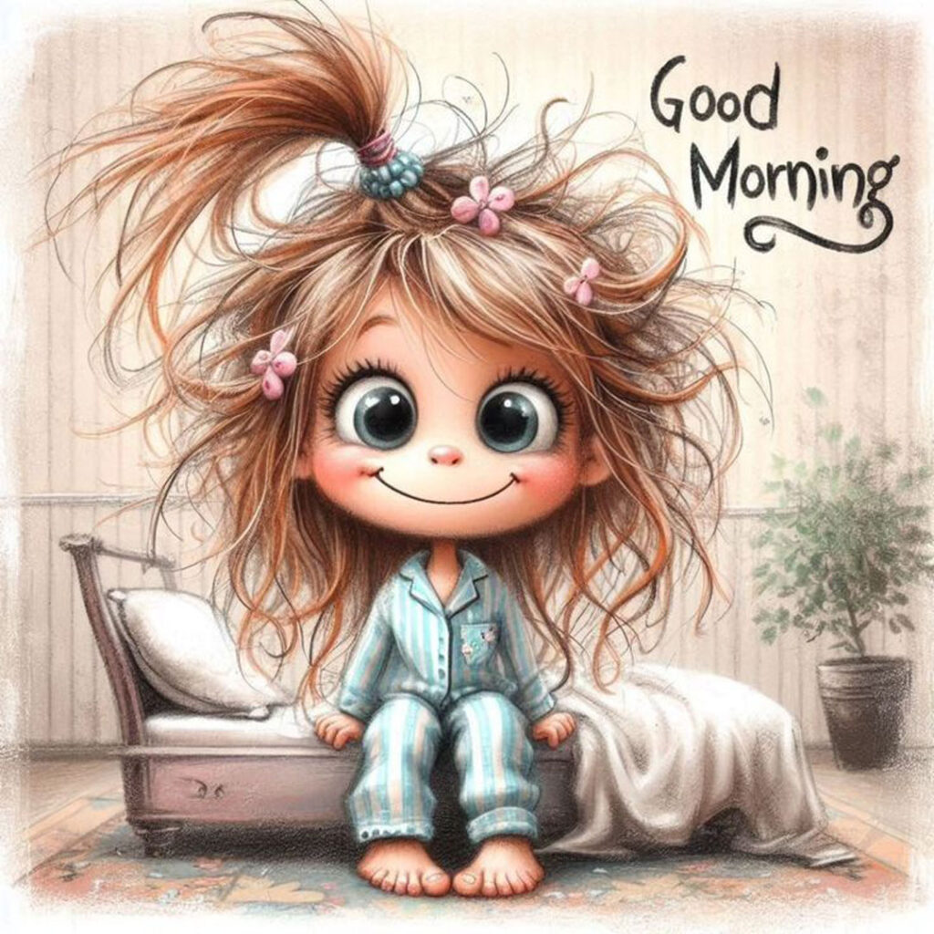 عکس استوری کارتونی دخترانه با تم Good Morning شیک