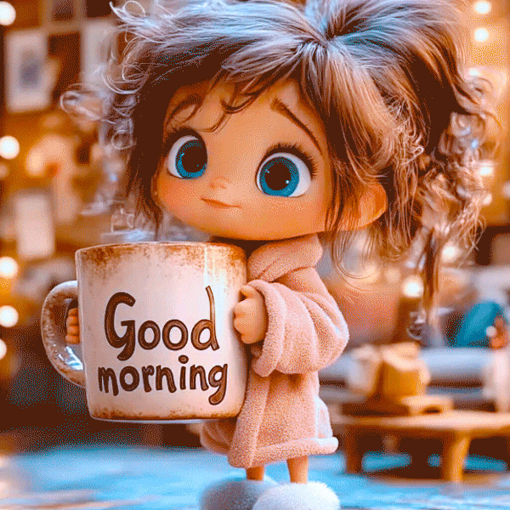 عکس استوری کارتونی دخترانه با تم Good Morning زیبا
