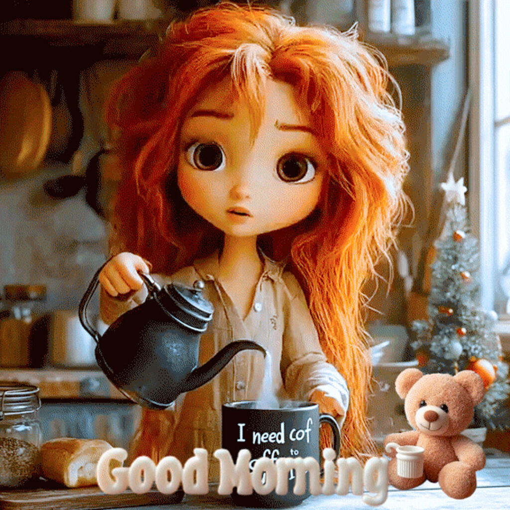 عکس استوری کارتونی دخترانه با تم Good Morning خاص و جذاب