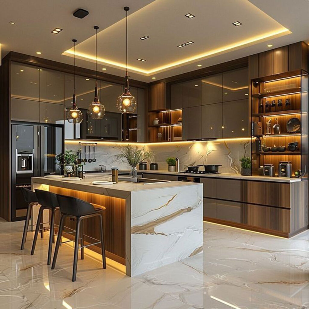 کابینت آشپزخانه با رنگ مدرن و به روز؛ رنگ کابینت