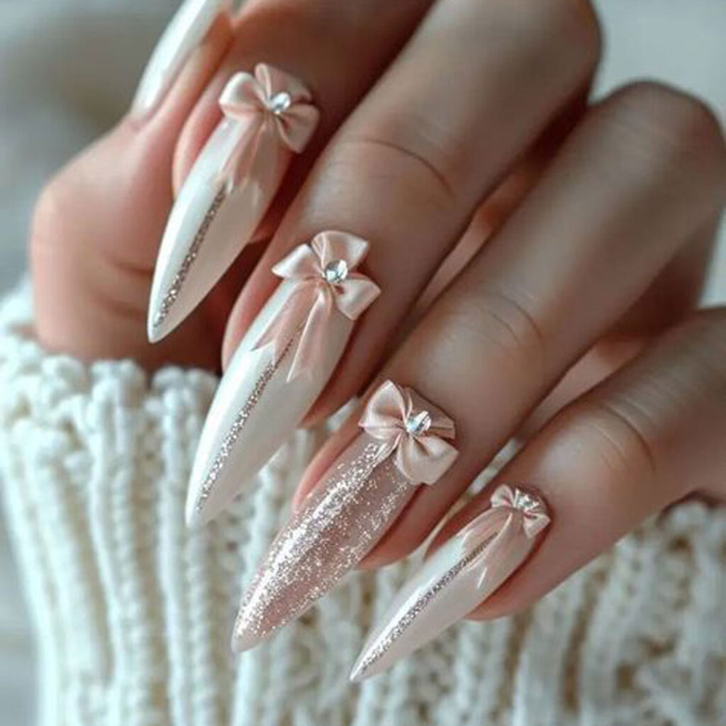 طراحی ناخن با پاپیون‌ برجسته خاص